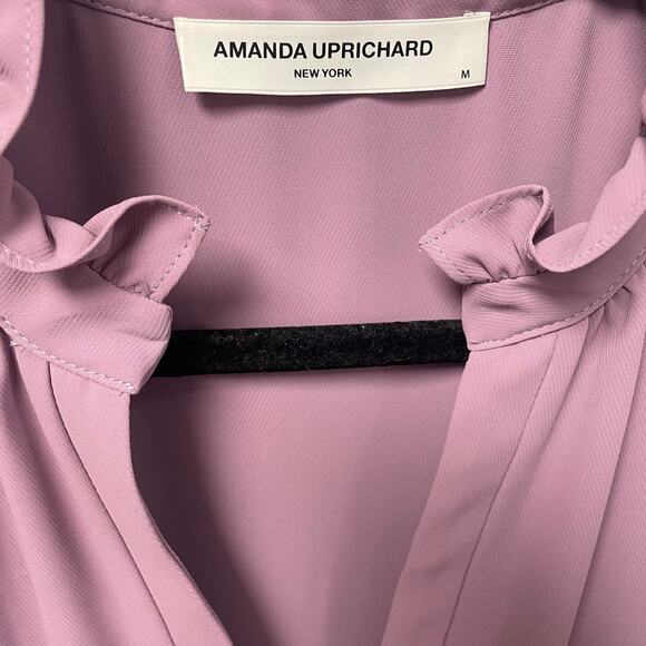 Amanda Uprichard Long Sleeve Tiered Mini Babydoll Dress Purple Womens Medium - Picture 5 of 7